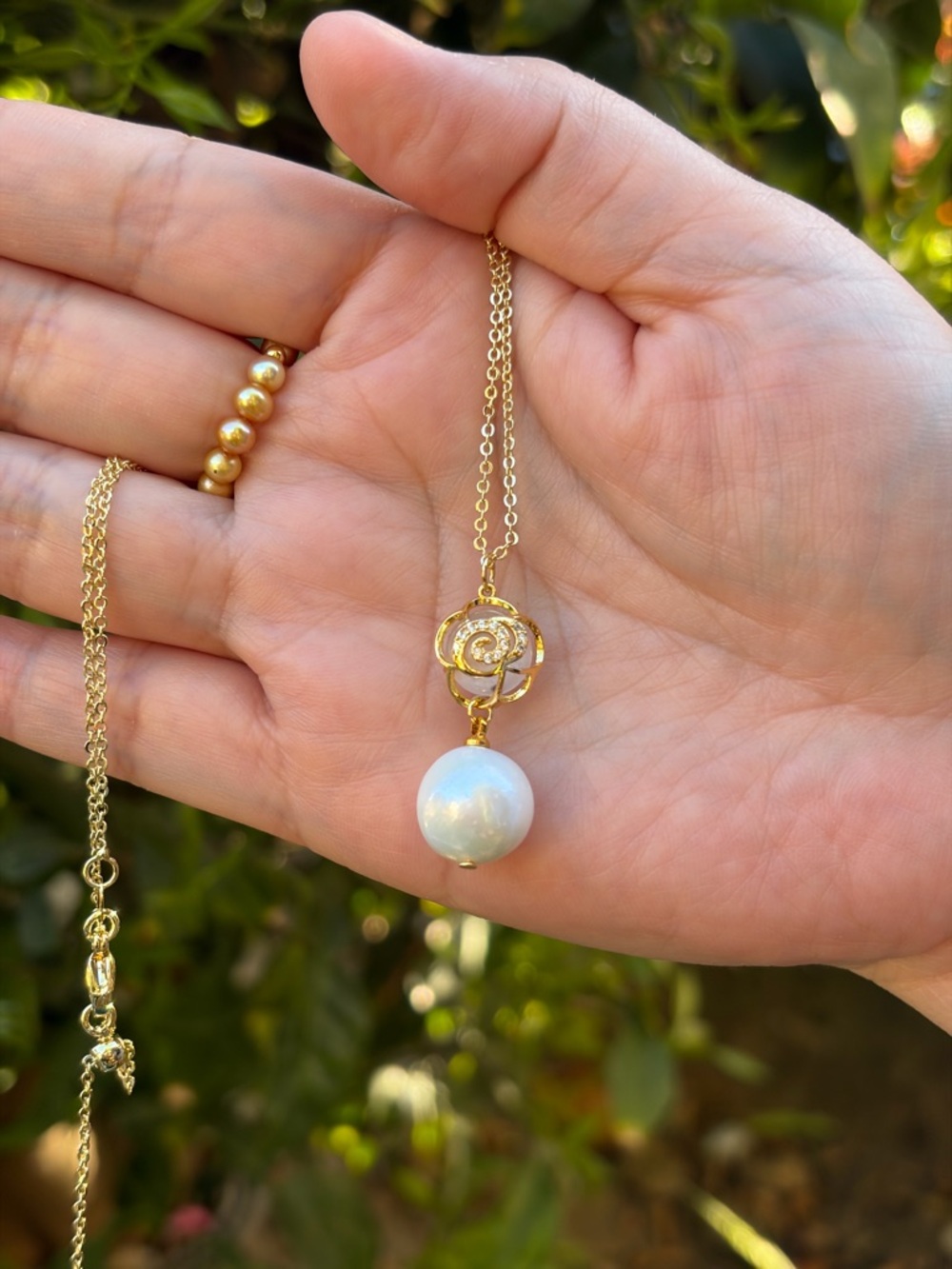 925 Hand Crafted Pearl Pendant Necklace with White Pearl